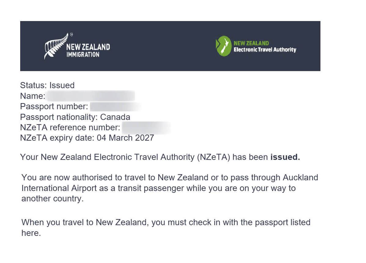 New Zealand ETA
