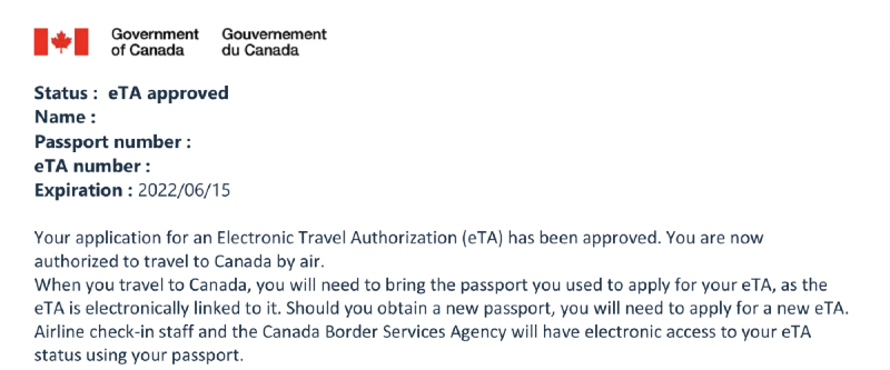 eTA Canada