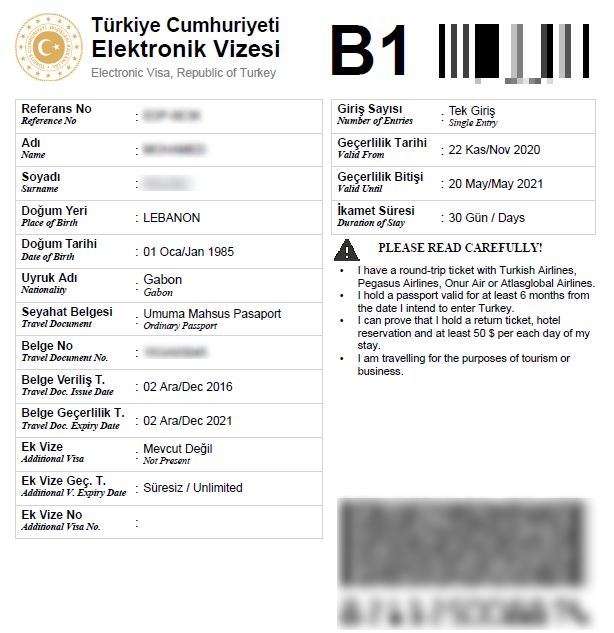 Visa Electrónica para Turquía